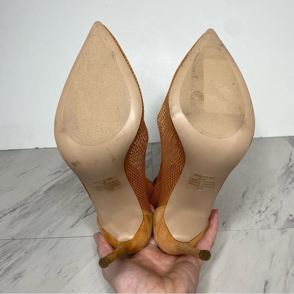 Steve Madden Vielo Orange Fish Net Pointy Toe Heeled Bootie 8 1/2 M - Picture 15 of 16